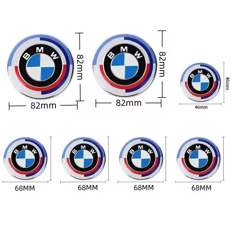 7Pçs/ emblemas 50 anos Aniversário Logo para BMW G30 G31 G38 G11 G12 G20 G28 F10 F48 F49 G01 F20 F21 F22 F30 F96