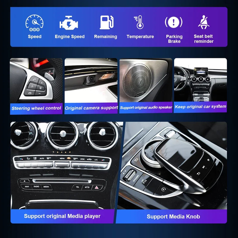 Central multimidia Wireless Carplay para Mercedes Classe C W205 GLC X253 C180 C200 300 350 2015-2018