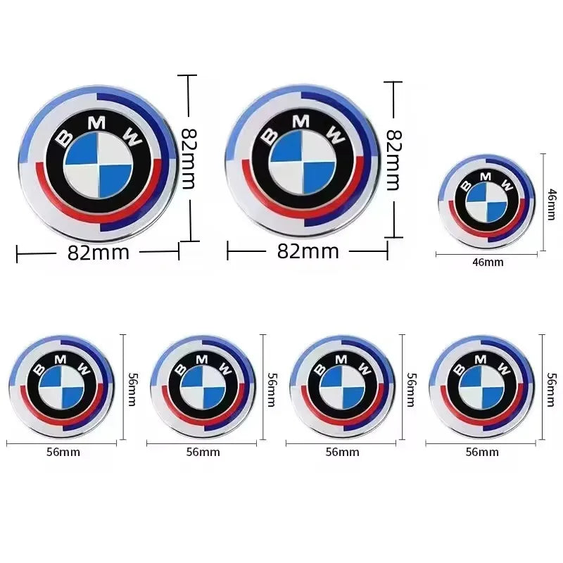 7Pçs/ emblemas 50 anos Aniversário Logo para BMW G30 G31 G38 G11 G12 G20 G28 F10 F48 F49 G01 F20 F21 F22 F30 F96